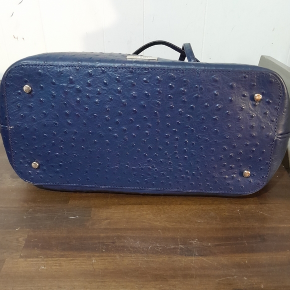 Kate Spade Medium Harmony Valencia Road French Navy Purse/Tote Bag Ostrich Textu - Picture 7 of 9